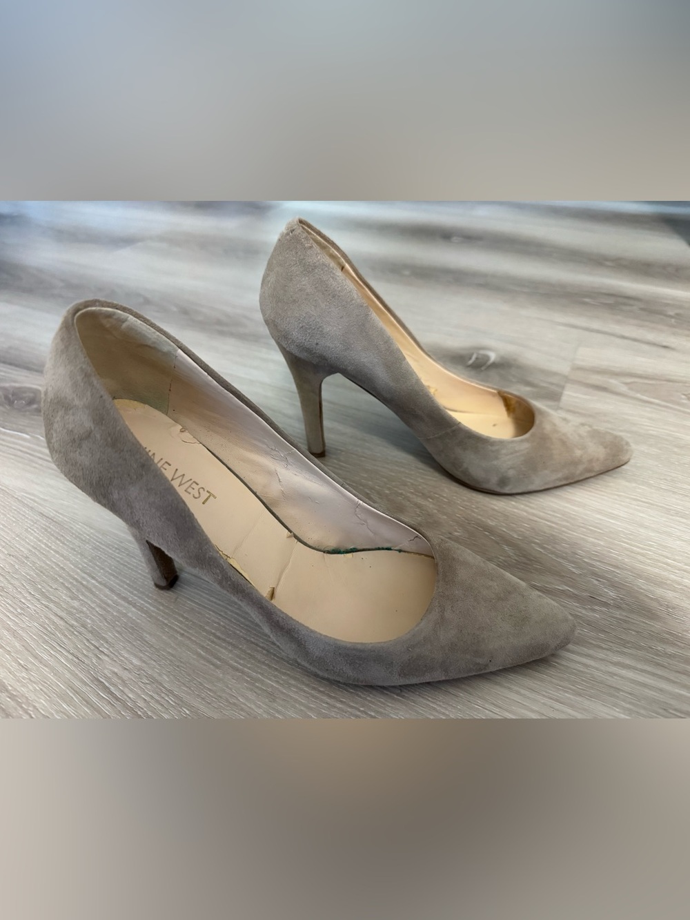Nine West Taupe Suede Pointed Toe Pumps